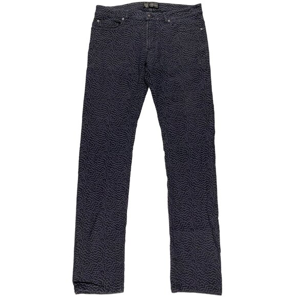 Versace Abstract La Greca Print Slim Straight Leg Jeans gray mens size 36x34.5 - Picture 1 of 9